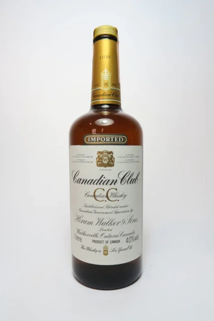 Canadian Club 6YO Blended Canadian Whisky 1980s bottle with retro label and 75cl design.