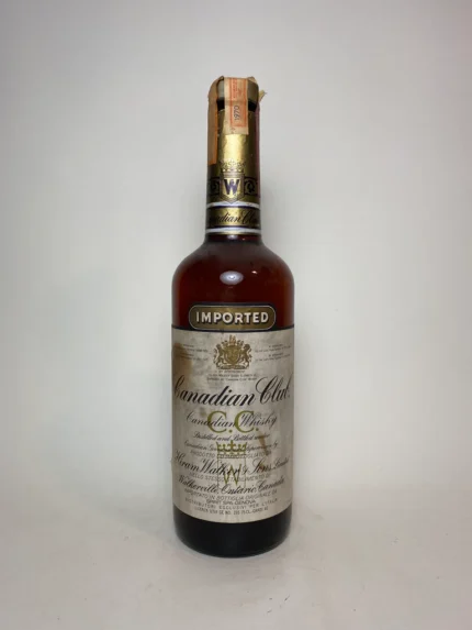 Canadian Club 6YO Blended Canadian Whisky bottle, distilled in 1970, featuring retro label design and 75cl size.