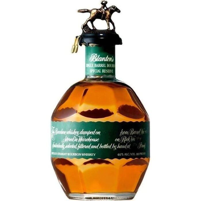 Blanton’s Special Reserve Single Barrel Bourbon bottle with green label and iconic horse-and-jockey stopper