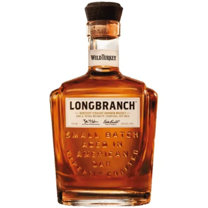 Wild Turkey Longbranch bourbon bottle with sleek design, showcasing its Texas mesquite-infused craftsmanship