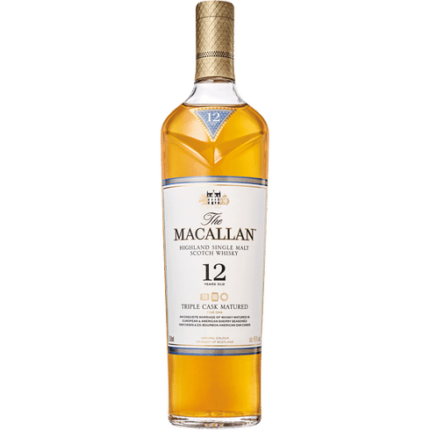 Macallan 12 Yr Triple Cask - Premium Single Malt Scotch Bottle with Signature Label"